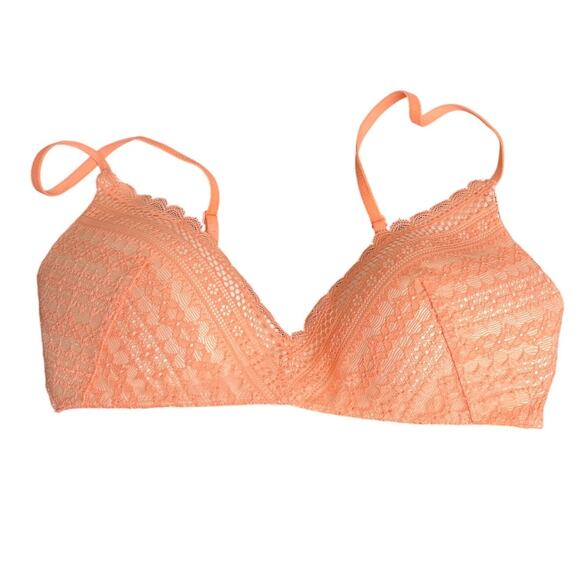 Victoria's Secret Coral Crochet Lace Plunge Demi Bra Size 34C - Picture 1 of 5